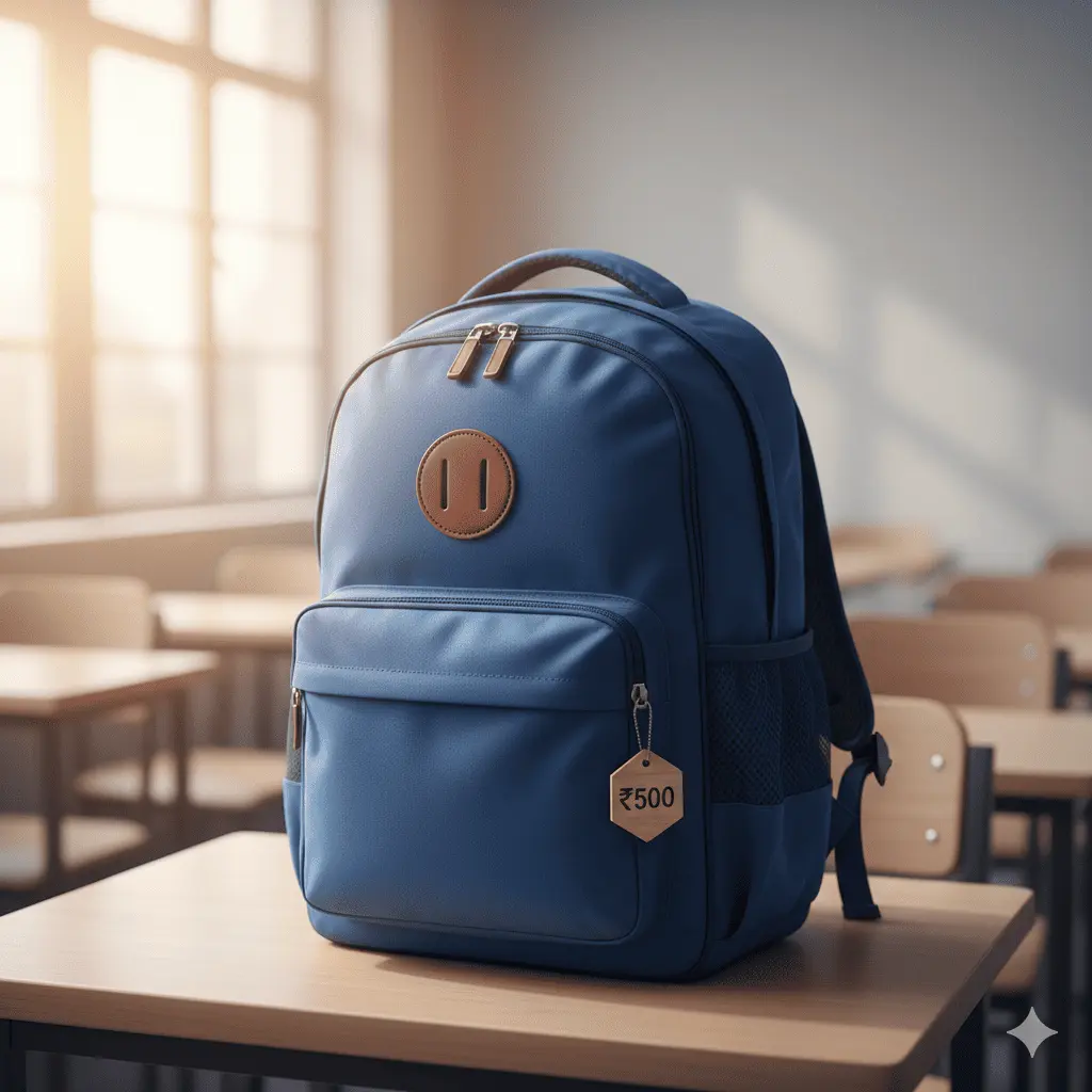 A sturdy, blue school backpack.