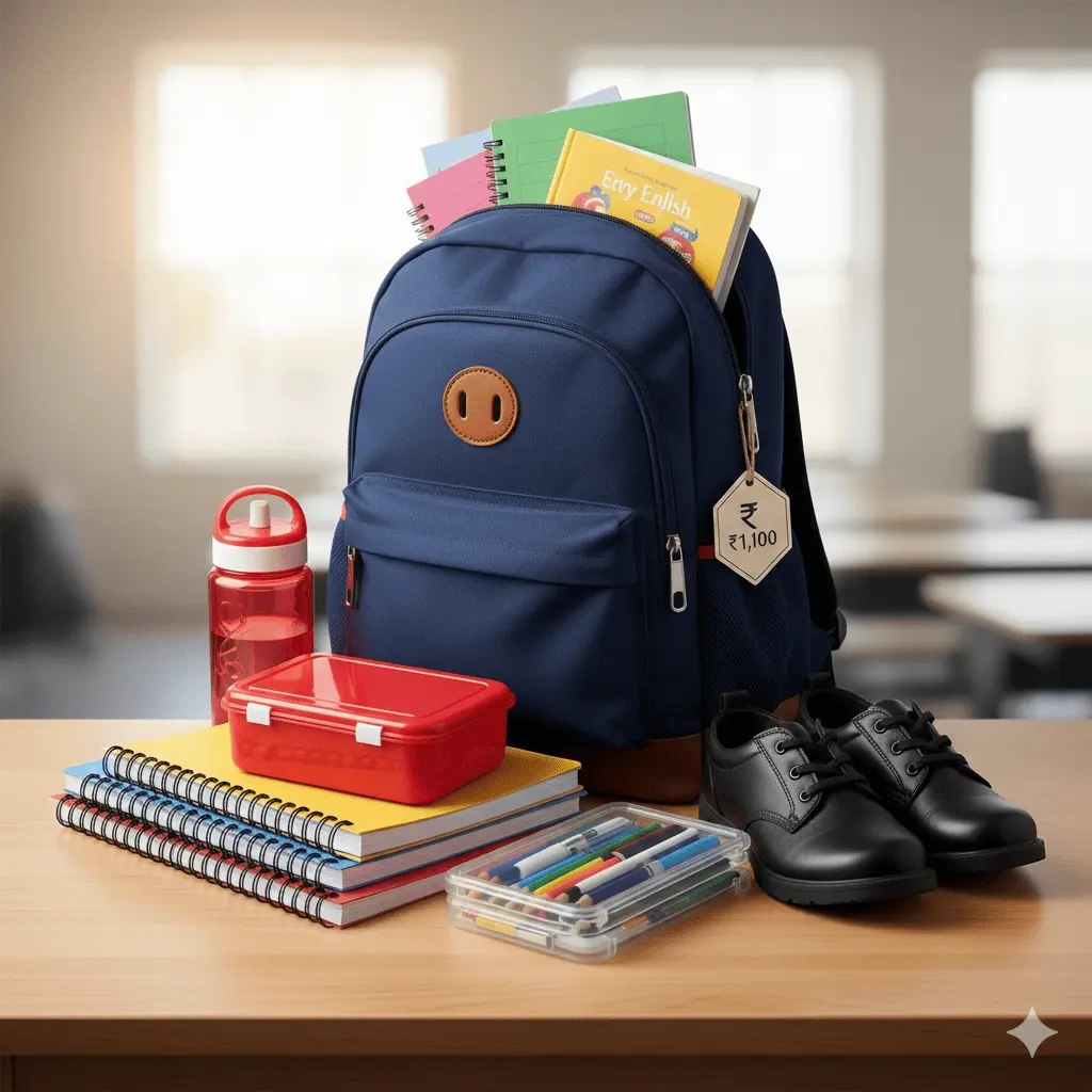 A complete set of new school supplies and backpack.